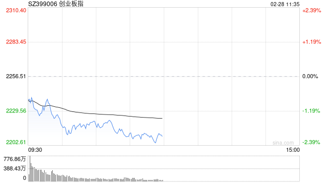 午评：创指半日跌超2% 科技股集体大跌